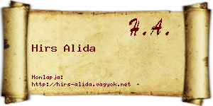 Hirs Alida névjegykártya